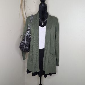 Time And Tru Green Cardigan With Pockets Size Large